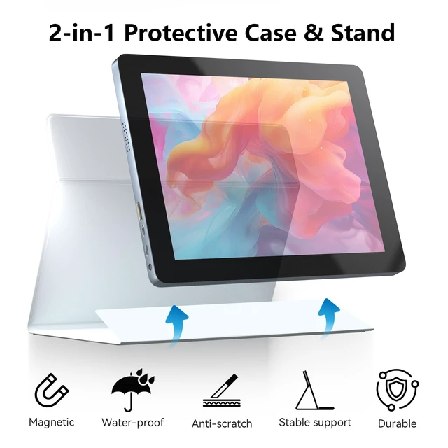Alt view image 4 of 7 - 9.7" 2K Portable Monitor Touchscreen, 2048x1536 IPS Display with 10-Point Touch, HDMI & Dual USB-C, CNC Aluminum Body, Built-in Speaker, Protective Case for PC/Phone/Travel/Home Office
