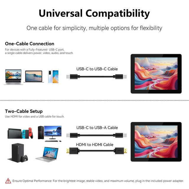 Alt view image 6 of 7 - 9.7" 2K Portable Monitor Touchscreen, 2048x1536 IPS Display with 10-Point Touch, HDMI & Dual USB-C, CNC Aluminum Body, Built-in Speaker, Protective Case for PC/Phone/Travel/Home Office