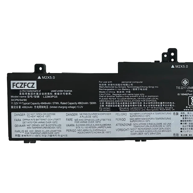 Alt view image 2 of 5 - L22M3PG5 Battery 57Wh 4948mAh Replacement for Lenovo ThinkPad E14 Gen 5 E16 Gen 1 Series SB11K63028 SB11N46033 L22L3PG5 L22D3PG5 L22M3PG5 L22B3PG4 L22X3PG4 L22D3PG4 L22M3PG4 11.52V 3-Cell