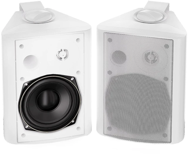 Main image of 5.25 Inch 300 Watts Indoor Outdoor Bluetooth Speakers Waterproof Wall Mount Speakers Wired System All Weather Resistant for Patio Porch Home Theater Backyard(White)