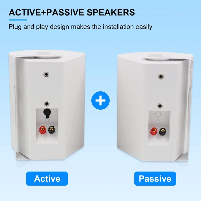 Alt view image 5 of 7 - 5.25 Inch 300 Watts Indoor Outdoor Bluetooth Speakers Waterproof Wall Mount Speakers Wired System All Weather Resistant for Patio Porch Home Theater Backyard(White)