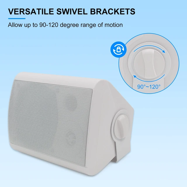Alt view image 6 of 7 - 5.25 Inch 300 Watts Indoor Outdoor Bluetooth Speakers Waterproof Wall Mount Speakers Wired System All Weather Resistant for Patio Porch Home Theater Backyard(White)