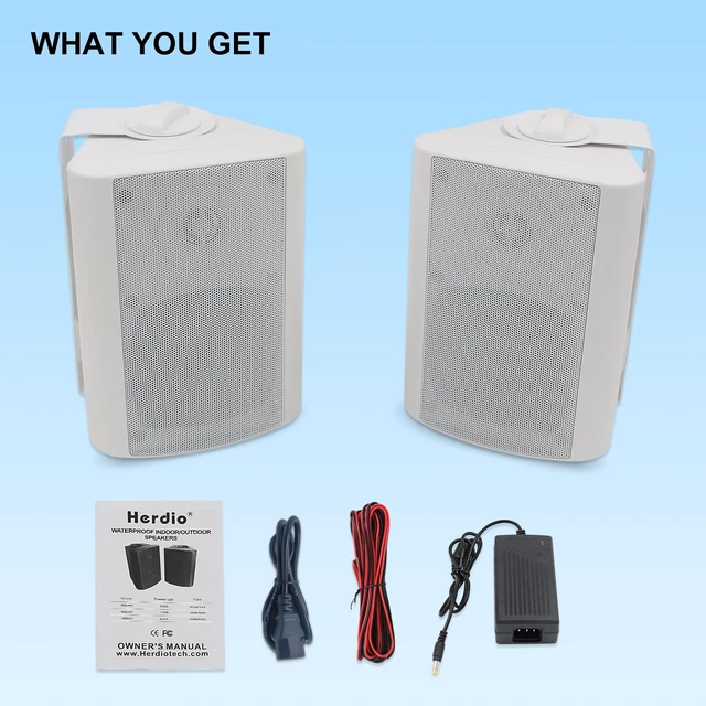Alt view image 7 of 7 - 5.25 Inch 300 Watts Indoor Outdoor Bluetooth Speakers Waterproof Wall Mount Speakers Wired System All Weather Resistant for Patio Porch Home Theater Backyard(White)