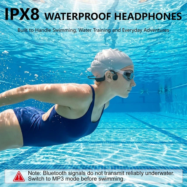 Alt view image 2 of 7 - Bone Conduction Headphones, IPX8 Waterproof Swimming Headphones for Gym Open Ear Headphones, Bluetooth 6.0+MP3 32GB RAM, 8 Hours Playtime, Sport Wireless Earphones for Running Cycling