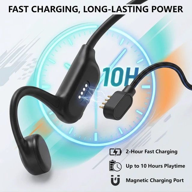 Alt view image 5 of 7 - Bone Conduction Headphones, IPX8 Waterproof Swimming Headphones for Gym Open Ear Headphones, Bluetooth 6.0+MP3 32GB RAM, 8 Hours Playtime, Sport Wireless Earphones for Running Cycling