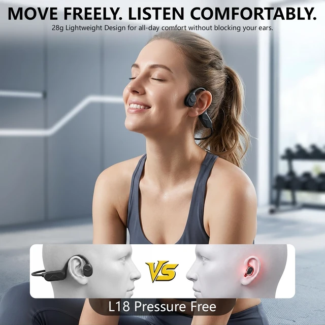 Alt view image 4 of 7 - Bone Conduction Headphones, IPX8 Waterproof Swimming Headphones for Gym Open Ear Headphones, Bluetooth 6.0+MP3 32GB RAM, 8 Hours Playtime, Sport Wireless Earphones for Running Cycling