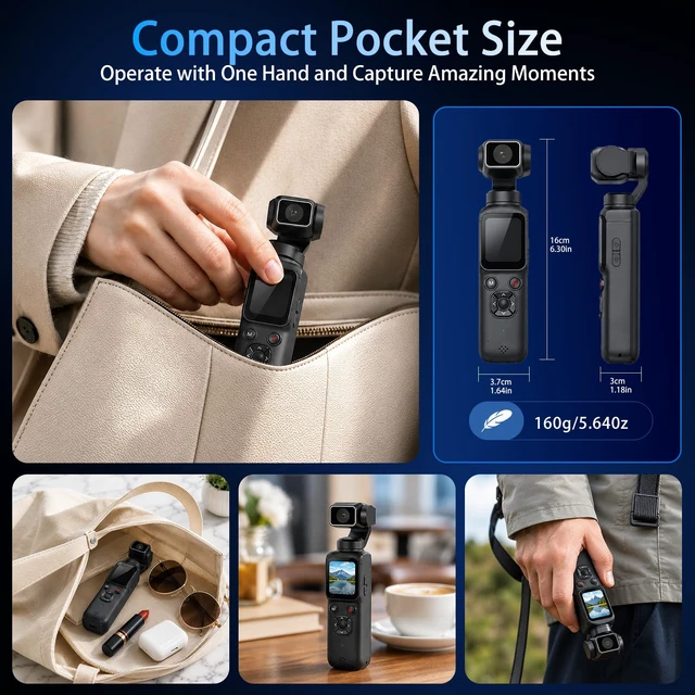 Alt view image 7 of 7 - 4K Pocket Vlogging Camera, WiFi Handheld Gimbal Blogging Cam 330° Rotating Lens & Face Tracking, 4k Video & 75mp Photos, Wifi Sharing & Webcam Function, 1.72" Touch Screen for Beginner