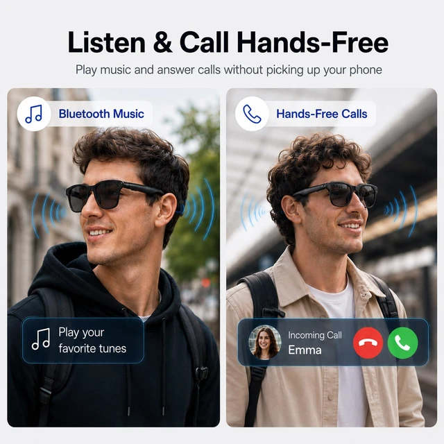 Alt view image 7 of 7 - AI Smart Glasses with Camera, 4K Video & 8MP Photo Capture Real-Time Translation, AI Assistant, Object Recognition, Open-Ear Audio & Calls for Travel, Vlogging & Business