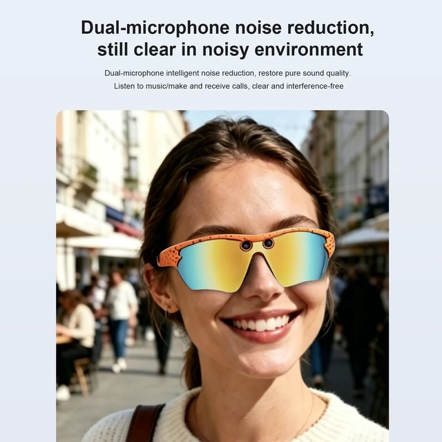 Alt view image 7 of 7 - AI Smart Sports Glasses with 8MP Camera, 4K Video Recording Glasses Camera glasses with Anti-Shake Camera,Color Replaceable Lenses,Translation, AI Assistant,Object Recognition, IP64 Waterproof