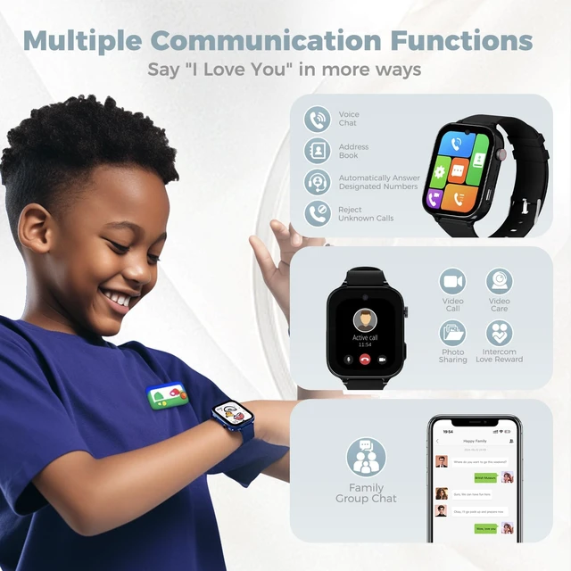 Alt view image 2 of 6 - 4G Kids Watch, Smart Watch for Kid GPS Tracker with SIM Card, Texting, Camera, Two-Way Calling, School Mode, SOS, Games, Best for Children Aged 3-12, Ideal Gift for Kids