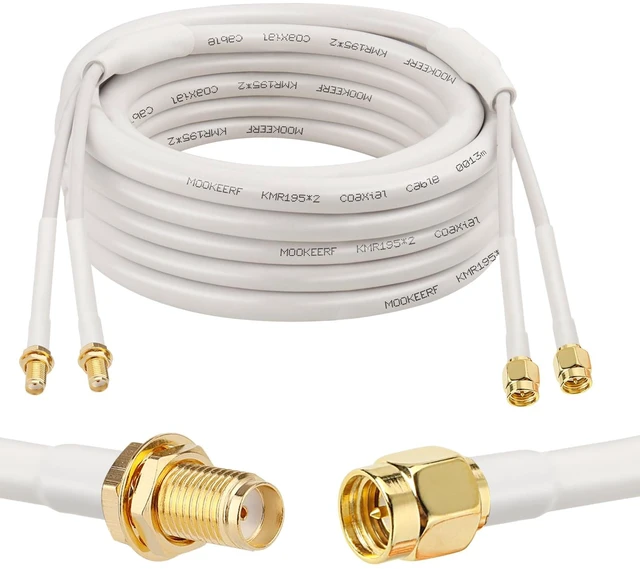 Main image of SMA Extension Cable - 20FT SMA Male to SMA Female Coax Cable Ultra Low-Loss Twin-KMR195 Coaxial Cable Antenna Extension Cable with SMA Connector for 5G Cellular Routers, Gateways, Hotspots