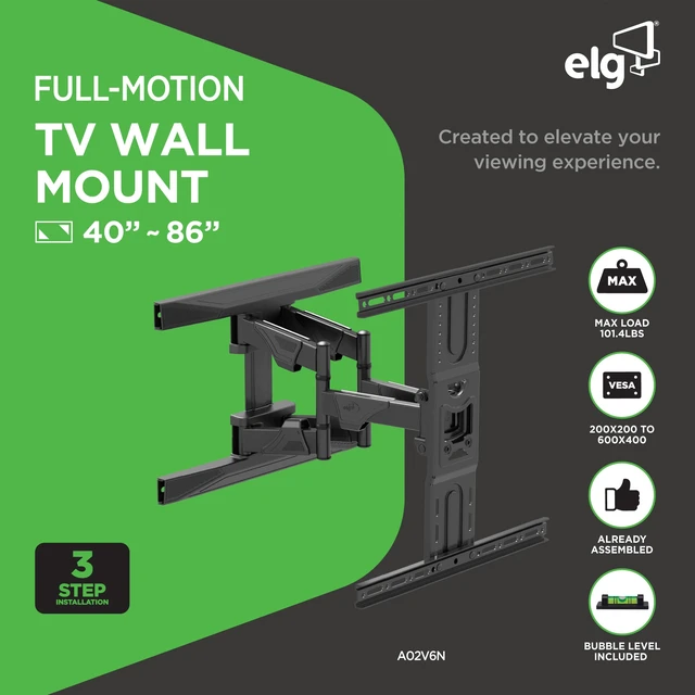 Alt view image 2 of 5 - Full Motion TV Wall Mount, Ultra-Slim 2.16" Low Profile, 19.7" Extension, Swivel & Tilt, 40-86" Screens up to 99 lbs, VESA 100x100 to 600x400mm, Pre-Assembled, Steel, Black