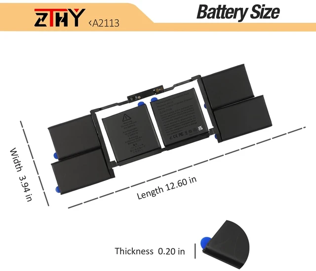 Alt view image 7 of 7 - A2113 A2141 Laptop Battery Replacement for MacBook Pro 16 inch A2141 2019 2020 EMC 3347 MVVJ2 MVVK2 MVVL2 MVVM2 MVVJ2xx/A MVVK2xx/A MVVL2xx/A MVVM2xx/A MVVL2LL/A MVVJ2LL/A MVVK2LL/A 99.8Wh 8790mAh