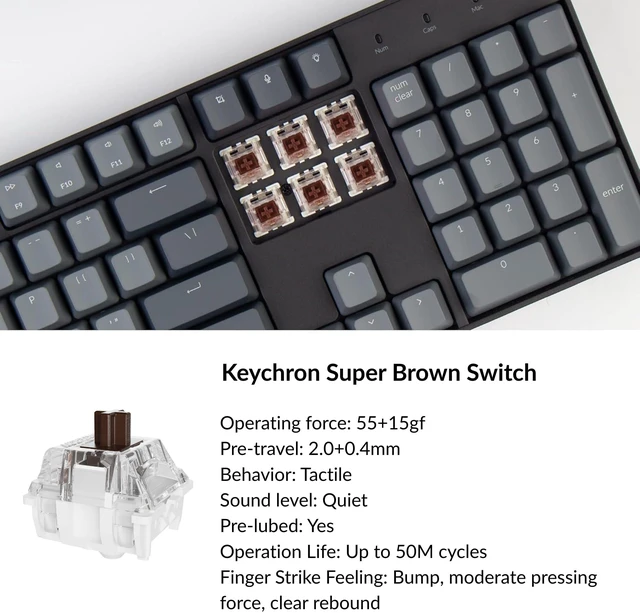 Alt view image 2 of 7 - K10 Full Size Layout RGB Backlit Hot-Swappable Mechanical Gaming Keyboard for Mac Windows, Multitasking 104-Key Bluetooth Wireless/USB Wired Computer Keyboard with Super Brown Switch