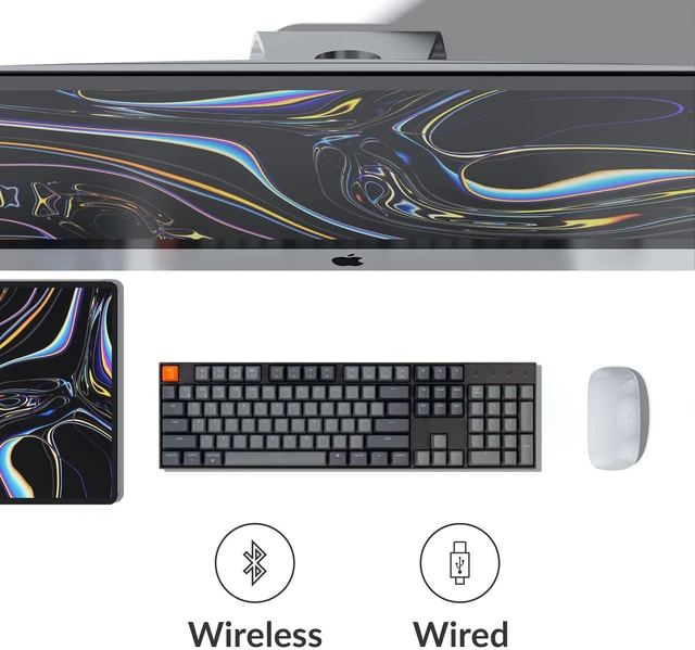 Alt view image 4 of 7 - K10 Full Size Layout RGB Backlit Hot-Swappable Mechanical Gaming Keyboard for Mac Windows, Multitasking 104-Key Bluetooth Wireless/USB Wired Computer Keyboard with Super Brown Switch
