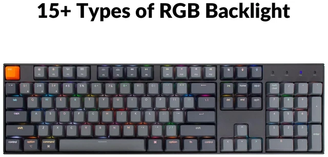 Alt view image 7 of 7 - K10 Full Size Layout RGB Backlit Hot-Swappable Mechanical Gaming Keyboard for Mac Windows, Multitasking 104-Key Bluetooth Wireless/USB Wired Computer Keyboard with Super Brown Switch