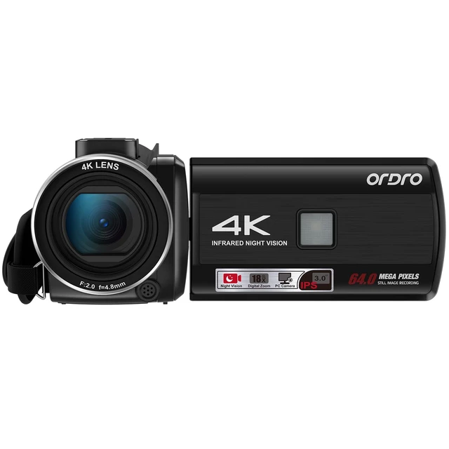 Alt view image 5 of 7 - Z36 Video Camera Camcorder 4K, 64MP Vlogging Camera for YouTube 18X Digital Zoom 3.0 Rotation Screen, IR Night Vision,Mini Tripod and 2 Batteries