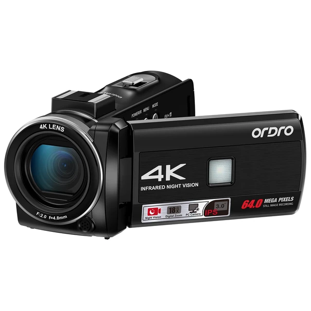 Alt view image 3 of 7 - Z36 Video Camera Camcorder 4K, 64MP Vlogging Camera for YouTube 18X Digital Zoom 3.0 Rotation Screen, IR Night Vision,Mini Tripod and 2 Batteries