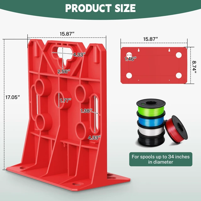 Alt view image 7 of 7 - Wire Spool Rack, Electrical Wire Dispenser, Cable Management Rack 1 Pair Multi Purpose Wire Dispenser for Organizing Cables 34" Diameter 17" Tall 15.87" Wide 330 Pound Weight Capacity Red