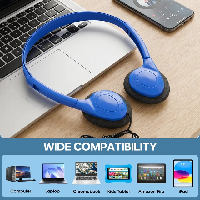 Alt view image 3 of 7 - Bulk Headphones for Classroom 50 Pack, For Children,Bulk Pack,Classroom Use,Wired Design,Kids AudioStudent School Headphones(YS102)