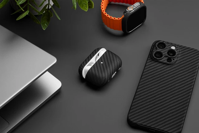 Alt view image 4 of 7 - for AirPods Pro 3 Ultra-Thin 0.6mm Aramid Fiber Case Lightweight 6g Hard Shell Slim Protective Cover Wireless Charging Compatible Matte Non-Slip Grip Carbon Fiber Weave
