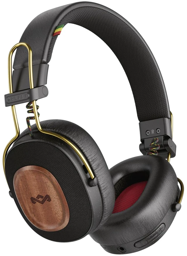 Main image of House of Positive Vibration Riddim On-Ear Headphones, 50-Hour Playtime, Quick Charge, Crystal Clear Calls, Sustainable Bamboo (Rasta)
