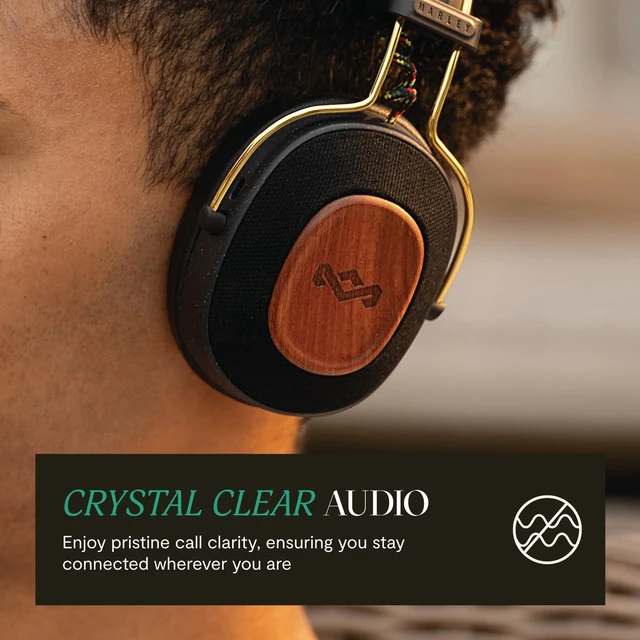 Alt view image 4 of 7 - House of Positive Vibration Riddim On-Ear Headphones, 50-Hour Playtime, Quick Charge, Crystal Clear Calls, Sustainable Bamboo (Rasta)