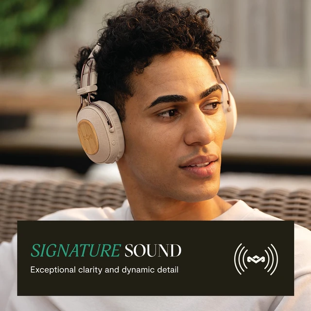 Alt view image 2 of 7 - House of Positive Vibration Riddim On-Ear Headphones, 50-Hour Playtime, Quick Charge, Crystal Clear Calls, Sustainable Bamboo (Cream)