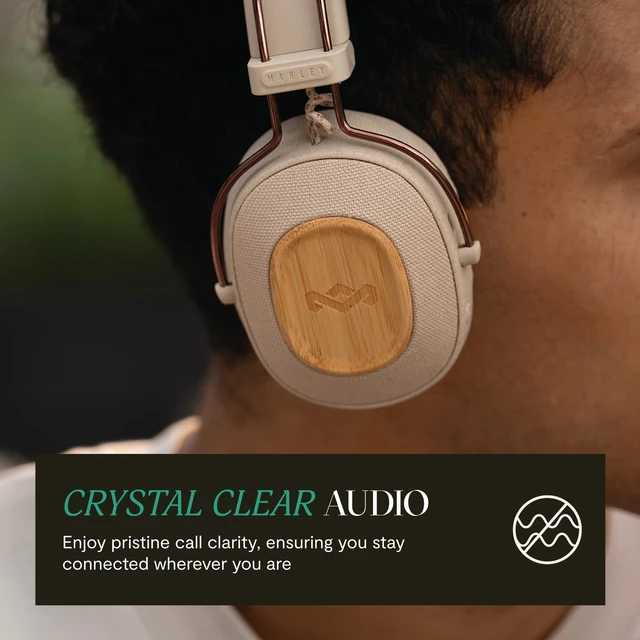 Alt view image 4 of 7 - House of Positive Vibration Riddim On-Ear Headphones, 50-Hour Playtime, Quick Charge, Crystal Clear Calls, Sustainable Bamboo (Cream)