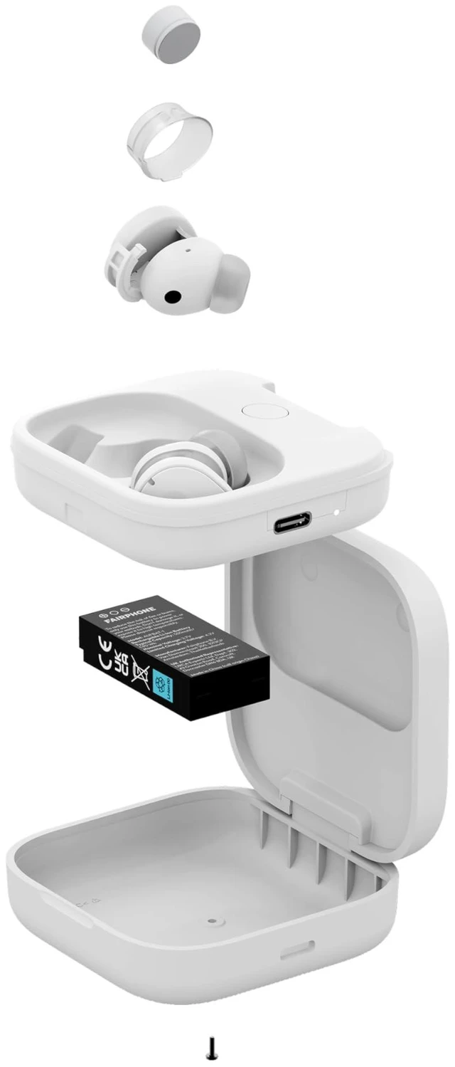 Alt view image 3 of 7 - Fairbuds True Wireless Earbuds with Active Noise Canceling, Ambient Mode, Titanium-Coated Drivers, 26H Battery, ENC Mics, Multipoint Bluetooth, iOS & Android App, Replaceable Parts, White