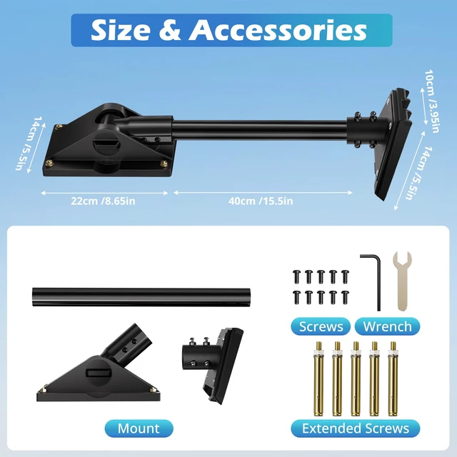 Alt view image 5 of 7 - Starlink Gen 3 Roof Mount Kit with Pipe Adapter Starlink Pivot Mount and Mounting Bracket for Roof, Wall or Balcony Installation with Adjustable Angle and Direction