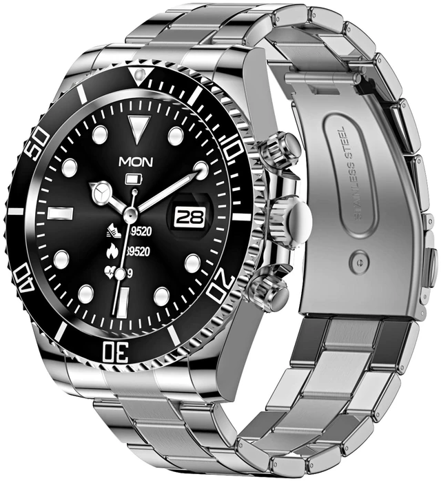 Main image of Smart Watch for Android Phones Answer Make Calls SMS Reminder Smartwatch Compatible iPhone Bluetooth Stainless Steel Fitness Watch Men Smart Watches for Men Reloj Inteligente