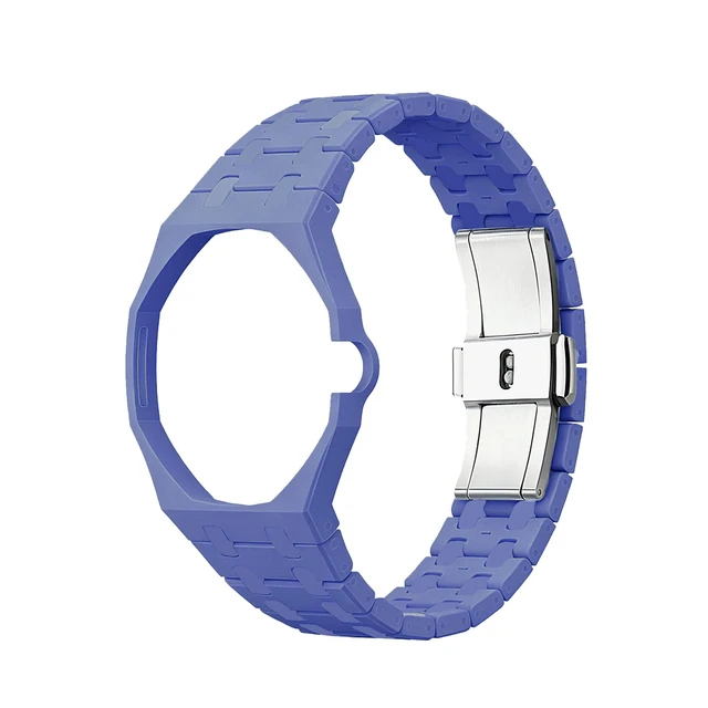 Alt view image 3 of 5 - Full Ceramic Watch Case & Strap Replacement Compatible with AP x Swatch Royal Pop Series,Convertible Wrist Strap for 3 o'clock Crown Orientation,Waterproof Replacement Strap