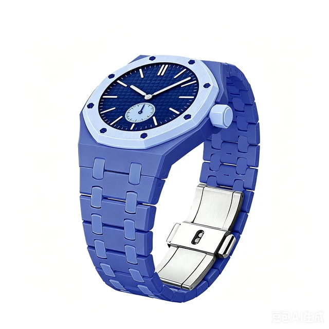 Alt view image 2 of 5 - Full Ceramic Watch Case & Strap Replacement Compatible with AP x Swatch Royal Pop Series,Convertible Wrist Strap for 3 o'clock Crown Orientation,Waterproof Replacement Strap