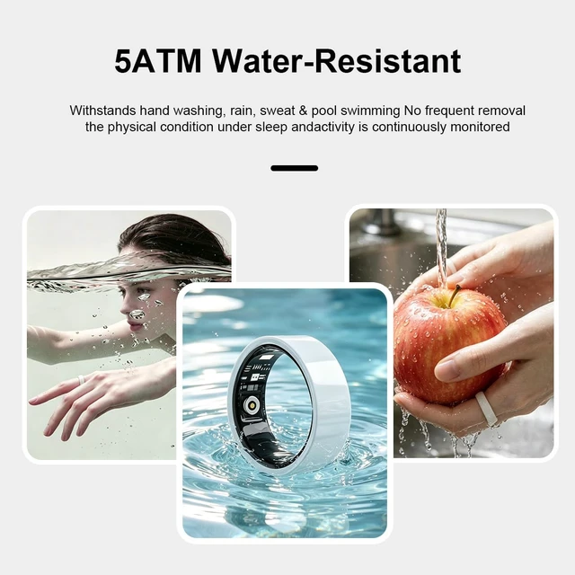 Alt view image 5 of 7 - Smart Ring for Women Men Without Subscription Ceramic Design Health Tracking smart Ring for Sleep, Heart Rate, Stress & Activity Tracking (White, 8)