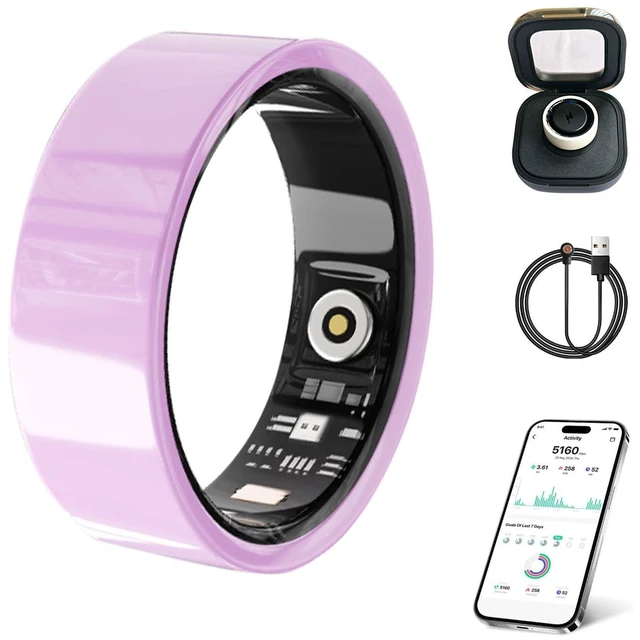 Main image of Smart Ring for Women Men Without Subscription Ceramic Design Health Tracking smart Ring for Sleep, Heart Rate, Stress & Activity Tracking(Pink, 7)