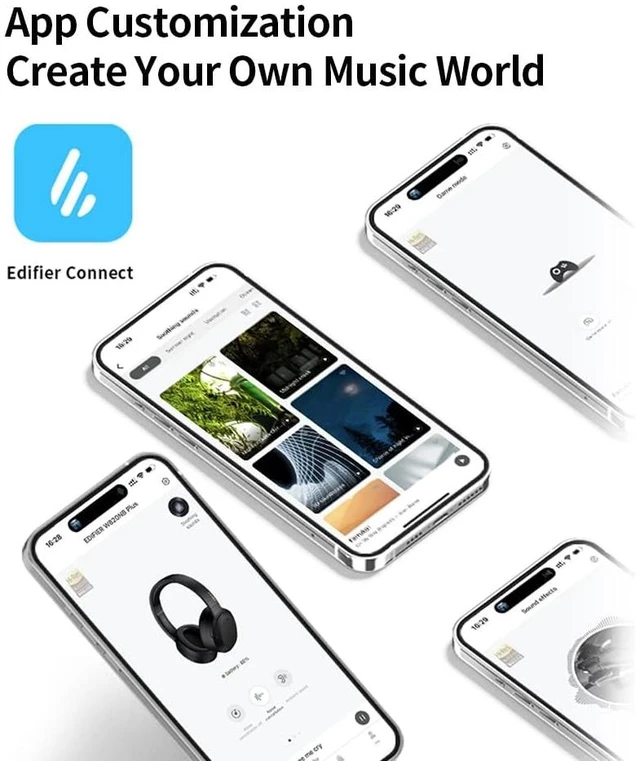Alt view image 5 of 7 - W820NB Plus Over-Ear Active Noise Cancelling Headphones, Clear Calls with Deep Noise Reduction,Bluetooth Headphones with LDAC for Hi Res Wireless Audio Comfortable Fit,Bluetooth 5.2, Ivory