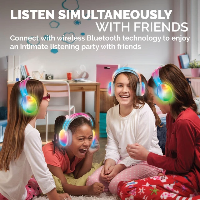 Alt view image 5 of 6 - Wireless Silent Disco Headphones, Multicolor LED Lights, Bluetooth 5.0, Up to 10 Hours of Playtime, 4 Pack