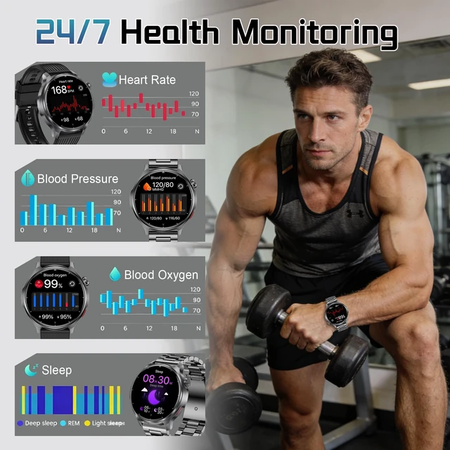Alt view image 3 of 7 - Military Smart Watch for Men 1000mAh Battery 1.52" HD Screen IP68 Waterproof, Bluetooth Call, 100+ Sports Modes, Sleep/Health Monitoring, Compatible iOS Android, Black