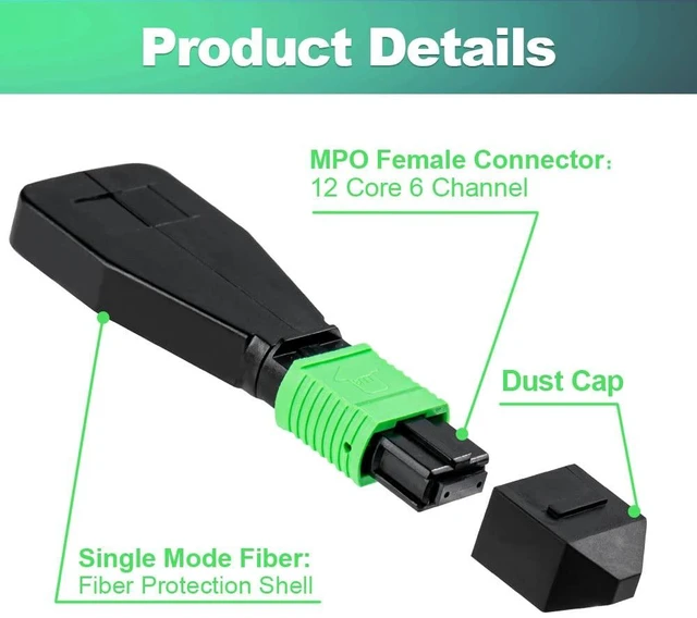 Alt view image 5 of 7 - 4Pcs MPO Single Mode Female Loopback Plug Supports 12 Fiber Core 6 Channels Type A for 40G 100G Networks and QSFP Testing