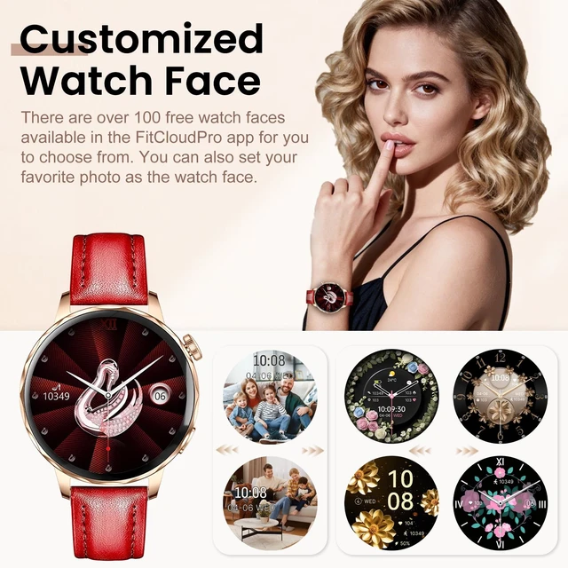 Alt view image 2 of 7 - Smart Watches for Women, 1.27'' Smart Watch (Answer/Make Calls) Compatible with iPhone/Android Phones, IP68 Waterproof Fitness Tracker Watch with Sleep Monitor,100+ Sports Modes (Red)