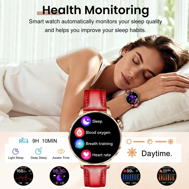 Alt view image 4 of 7 - Smart Watches for Women, 1.27'' Smart Watch (Answer/Make Calls) Compatible with iPhone/Android Phones, IP68 Waterproof Fitness Tracker Watch with Sleep Monitor,100+ Sports Modes (Red)