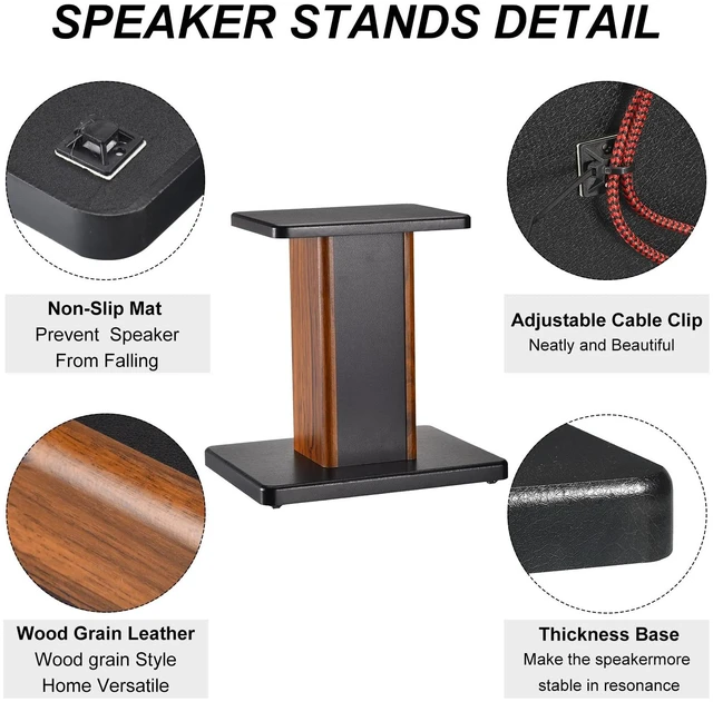 Alt view image 3 of 7 - Wood Speaker Stands, 2 Pack 11.8 Inch (30cm) Universal Hollowed Stands Enhanced Audio Listening for Home Theaters Cinema
