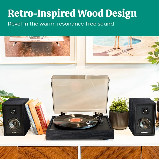 Alt view image 5 of 7 - Berkeley 2.0 Stereo Powered Bookshelf Speakers with Built-in Amplifier and 3" Drivers for Turntable, TV, PC and Wireless Music Streaming Featuring Bluetooth 5, RCA and Aux (EB20B)