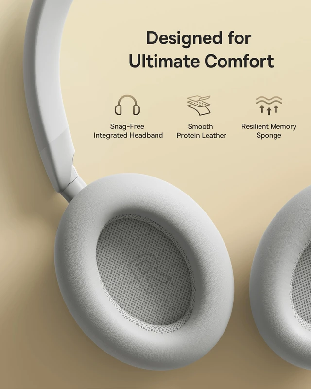 Alt view image 6 of 7 - Bowie MH1 Adaptive Active Noise Cancelling Headphones, Real-Time Adaptive Hybrid ANC, SuperBass 2.0, LDAC Hi-Res Sound, 80H Playtime, Comfortable Fit, Clear Calls, Bluetooth 6.0 -Frosted Gray