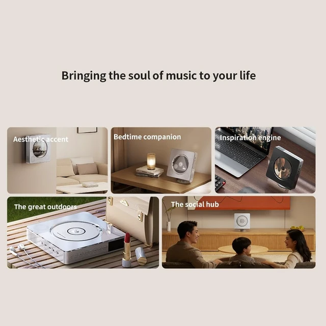 Alt view image 7 of 7 - FIIO Beatbox All-in-One CD Player Boombox, HiFi Stereo Bluetooth Speaker with LDAC, USB CD Ripping, FM Radio, AUX Input, Rechargeable Battery & Customizable Magnetic Faceplate Design (White)