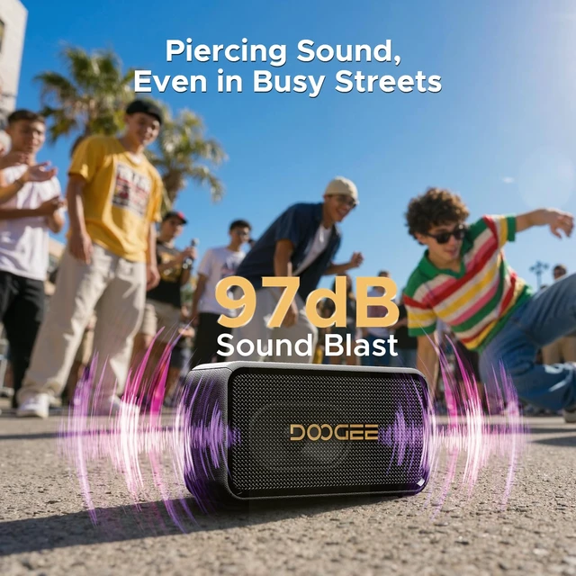 Alt view image 5 of 7 - FIELDECHO Waterproof Portable Bluetooth Speaker, 19H Playtime IP67 Waterproof, Deep Bass, Bluetooth 5.3, TWS Stereo, USB/TF/AUX, 80W Wireless Speaker for Party/Home/Outdoors/Travel-Black