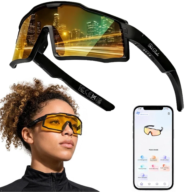Main image of Bluetooth Sunglasses with AI Translation, Night Vision Driving Smart Glasses, 133 Languages, Voice Recording, Hands-Free Calls, Polarized UV400, IP65 Waterproof Dustproof,Speaker Glasses