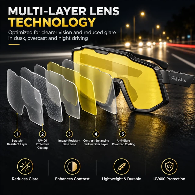 Alt view image 6 of 7 - Bluetooth Sunglasses with AI Translation, Night Vision Driving Smart Glasses, 133 Languages, Voice Recording, Hands-Free Calls, Polarized UV400, IP65 Waterproof Dustproof,Speaker Glasses