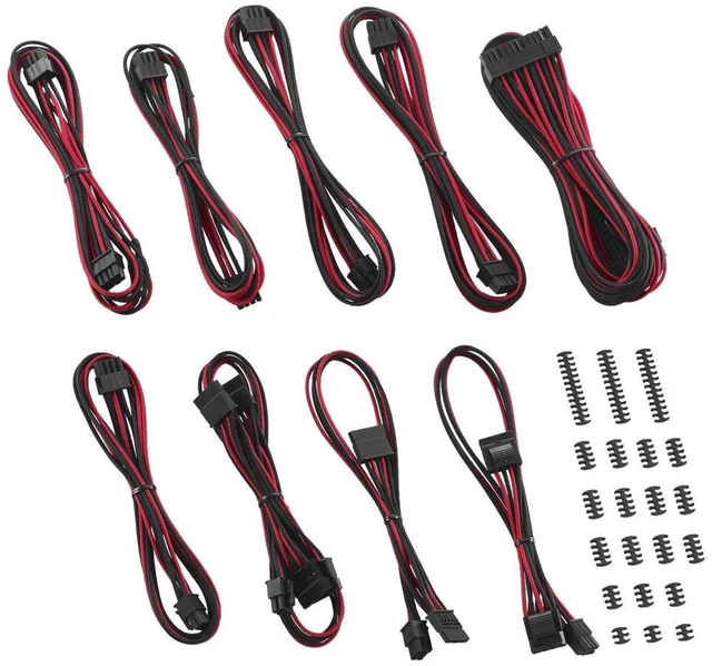 Main image of RT-Series Classic ModFlex Sleeved Cable Kit for ASUS/Seasonic/Phanteks Revolt (Black + Red)